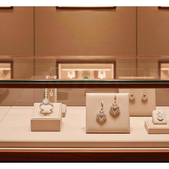 Gold Tone CZ Heart Drop Huggie Hoop Earrings Open Heart Halo Romantic - Picture 4 of 4